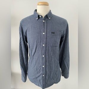RVCA Men’s Size Medium Slim Fit Button Down Long Sleeve Shirt Blue Plaid Pattern
